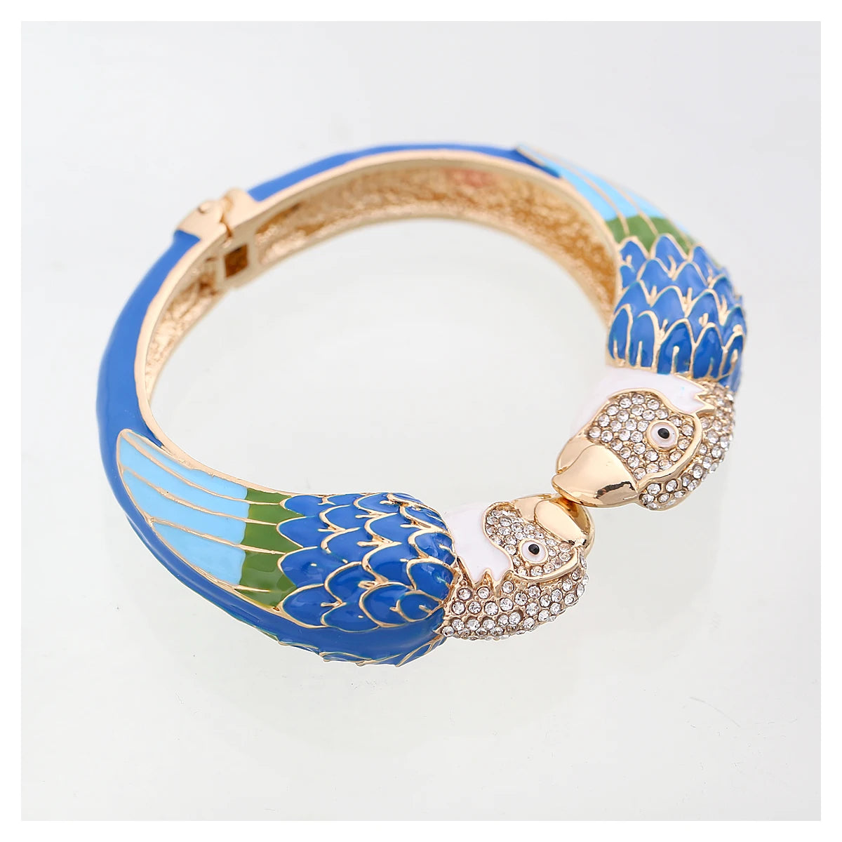 Statement Double Macaw Enamel Cuff Bracelet for Women
