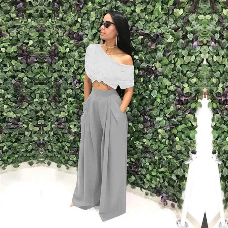 Pleated Front Palazzo Pants