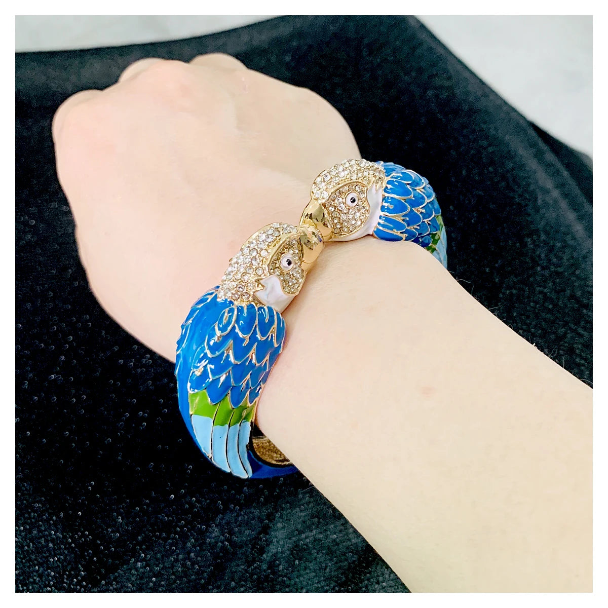 Statement Double Macaw Enamel Cuff Bracelet for Women