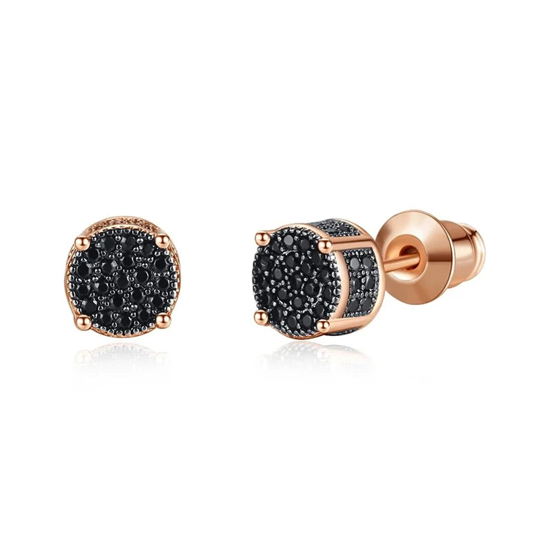 Black Zircon Rose Gold Stud Earrings
