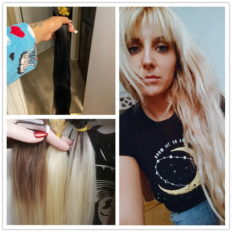 Invisible Straight Human Hair Extensions for Women