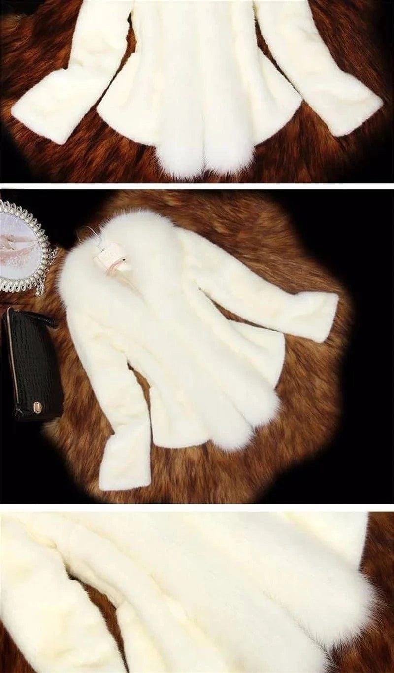 White Faux Fur Coat Women's Short Autumn/Winter 2021 New Imitation Fur Fox Fur Collar Slim Jacket Women Clothes Jacket Female