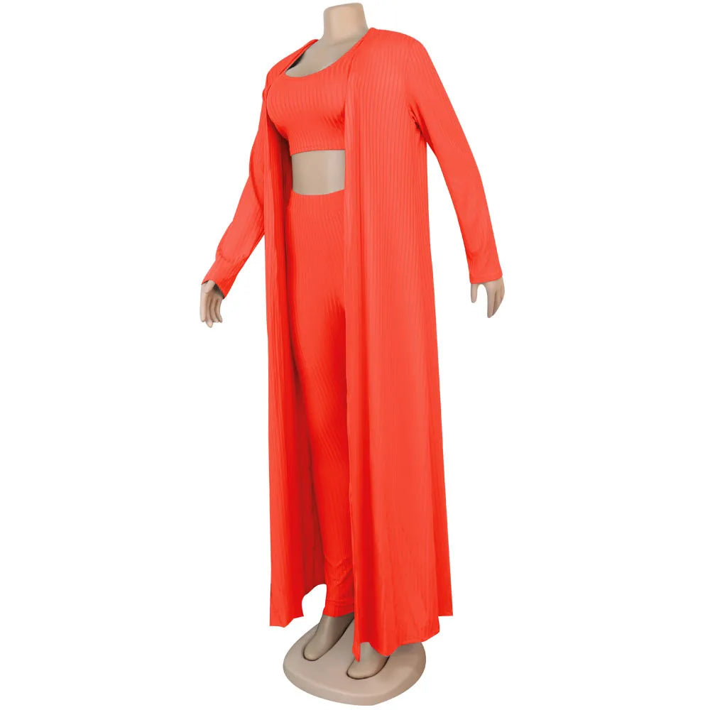 Slim Knit Three Piece Summer Lounge Outfit Set for Women