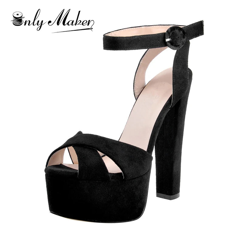 Crisscross Platform Buckle Sandals with Peep Toe for Women