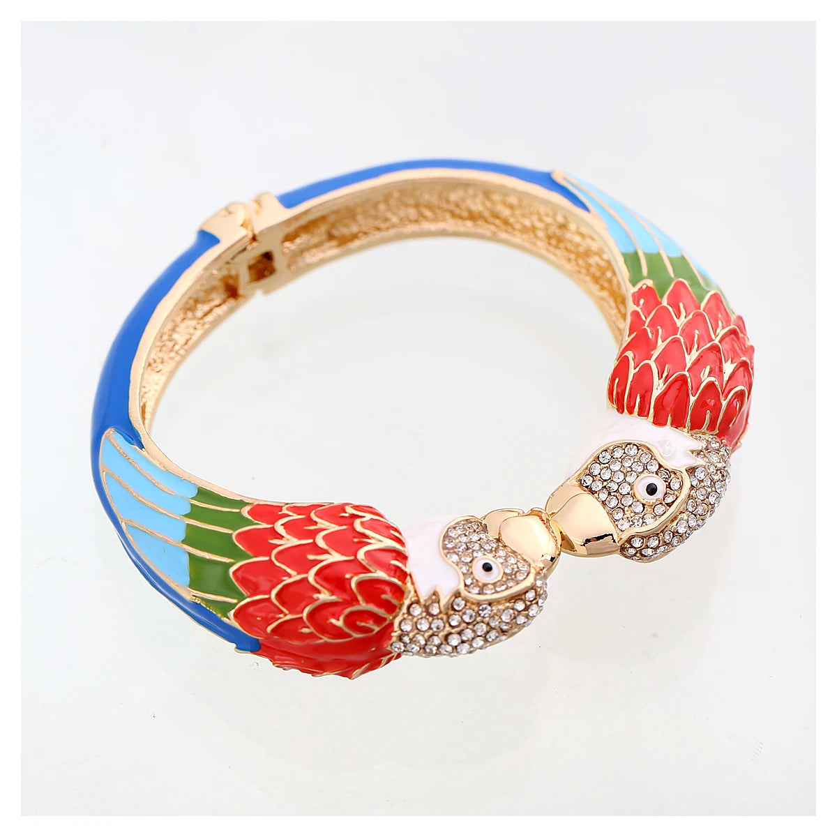 Statement Double Macaw Enamel Cuff Bracelet for Women