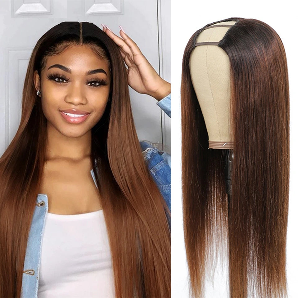 Glueless Honey Blonde V Part Human Hair Wig for Women