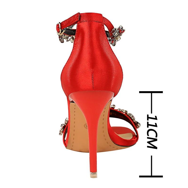 Rhinestone Open Toe Stiletto Heel Sandals for Women