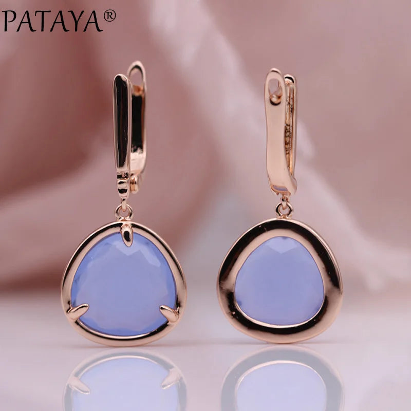 Green Triangle Zirconia Drop Earrings
