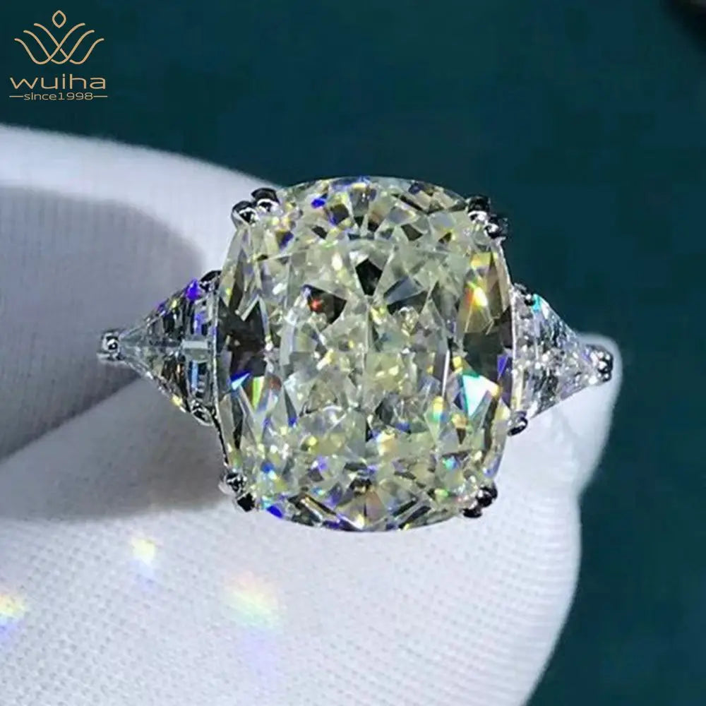 WUIHA Luxury 925 Sterling Silver 3EX Cushion Cut 5CT VVS Pink Created Moissanite Wedding Engagement Customized Ring Fine Jewelry