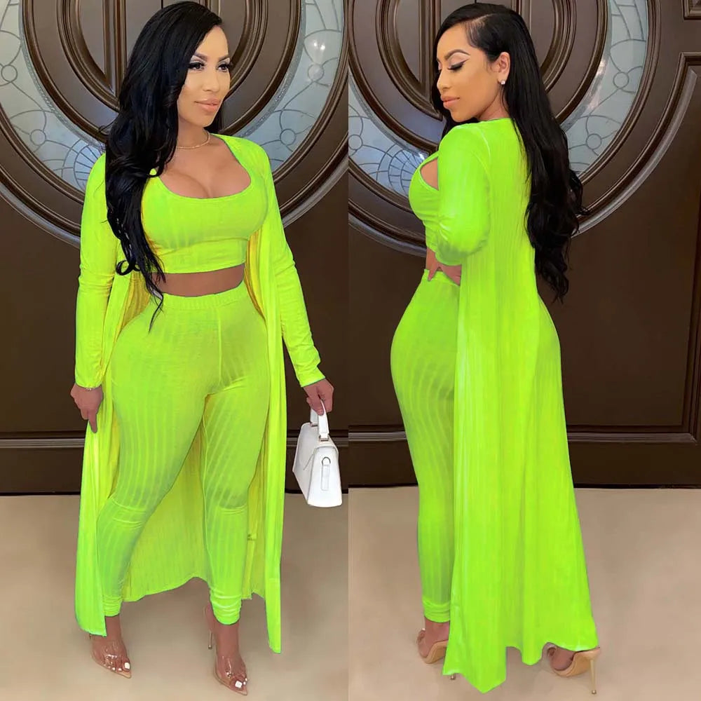Slim Knit Three Piece Summer Lounge Outfit Set for Women