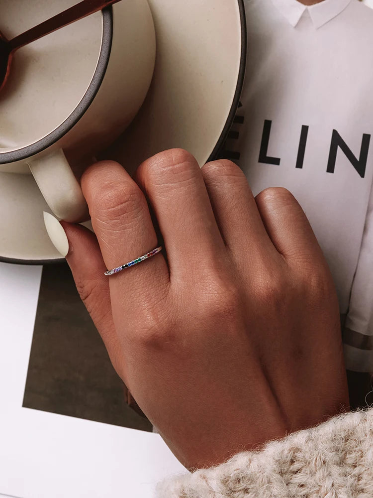 Gold Plated Simulated Diamond Stackable Rings for Women