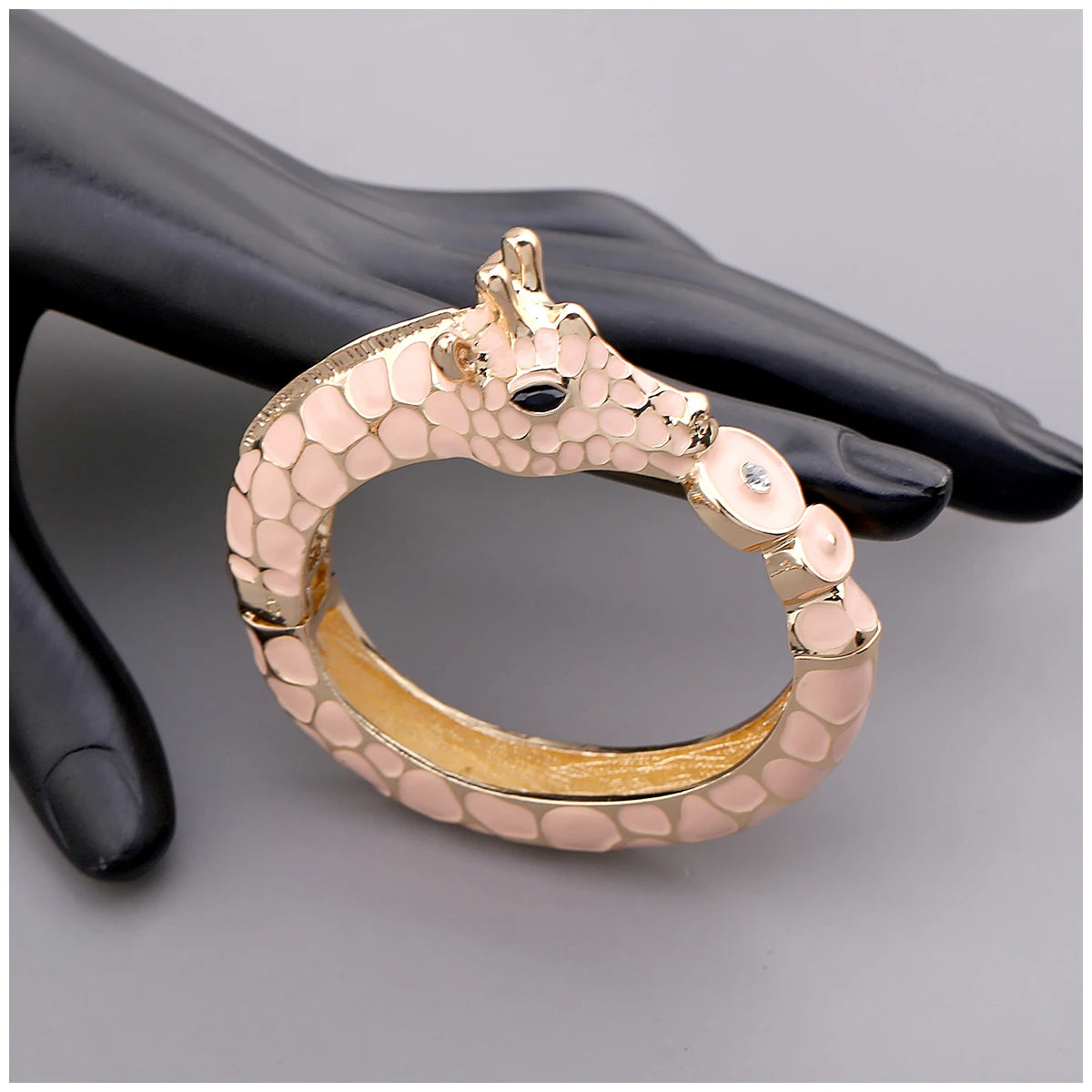 Gold Plated Zebra Enamel Statement Cuff Bracelet for Women