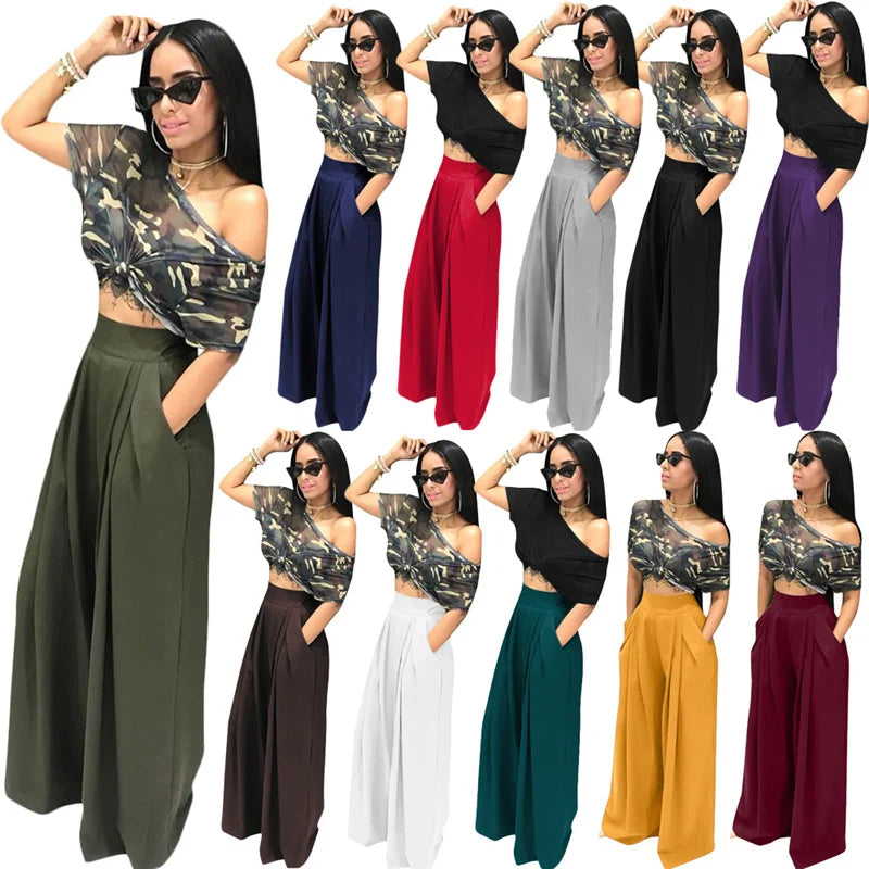 Pleated Front Palazzo Pants