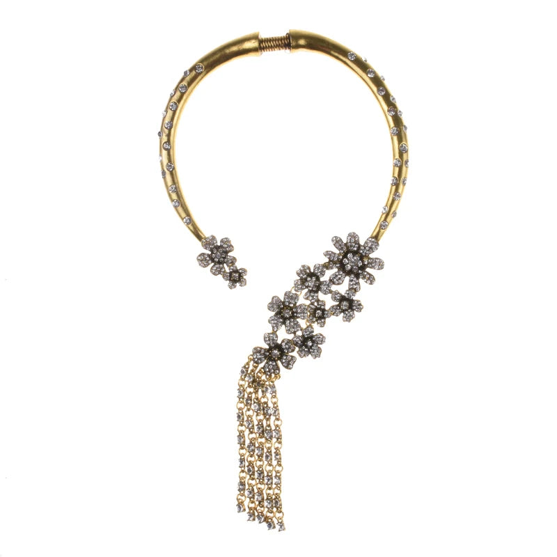 Green Crystal Open Collar Choker Necklace for Women