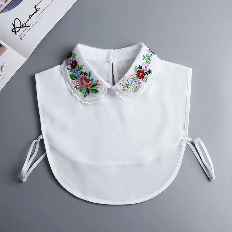 White Fake Collar Shirt Women Shawl Detachable Shirt Collar Lace False Collar Lapel Blouse Women Clothes Accessories Faux Col