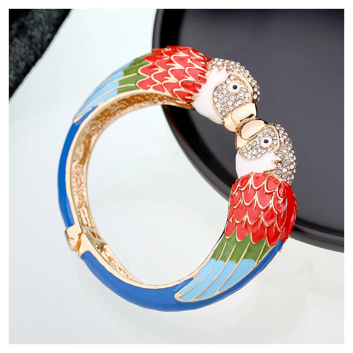 Statement Double Macaw Enamel Cuff Bracelet for Women