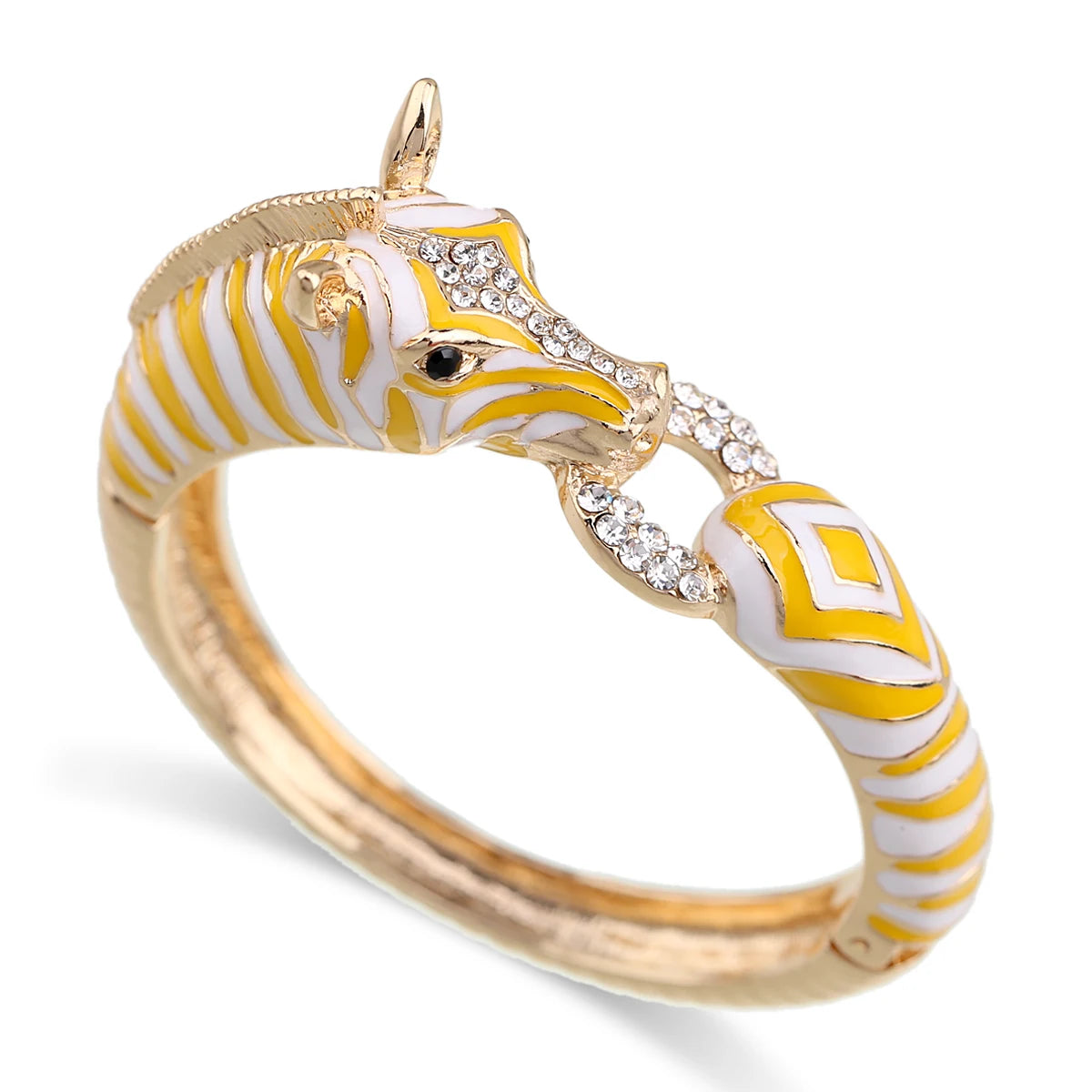 Gold Plated Crystal Zebra Style Cuff Bracelet for Women