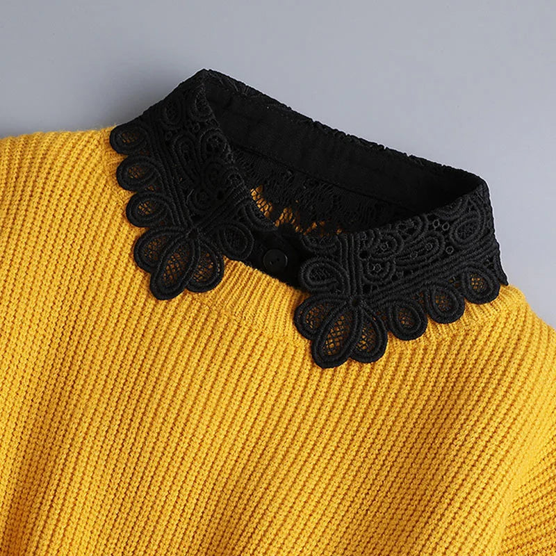 White Fake Collar Shirt Women Shawl Detachable Shirt Collar Lace False Collar Lapel Blouse Women Clothes Accessories Faux Col