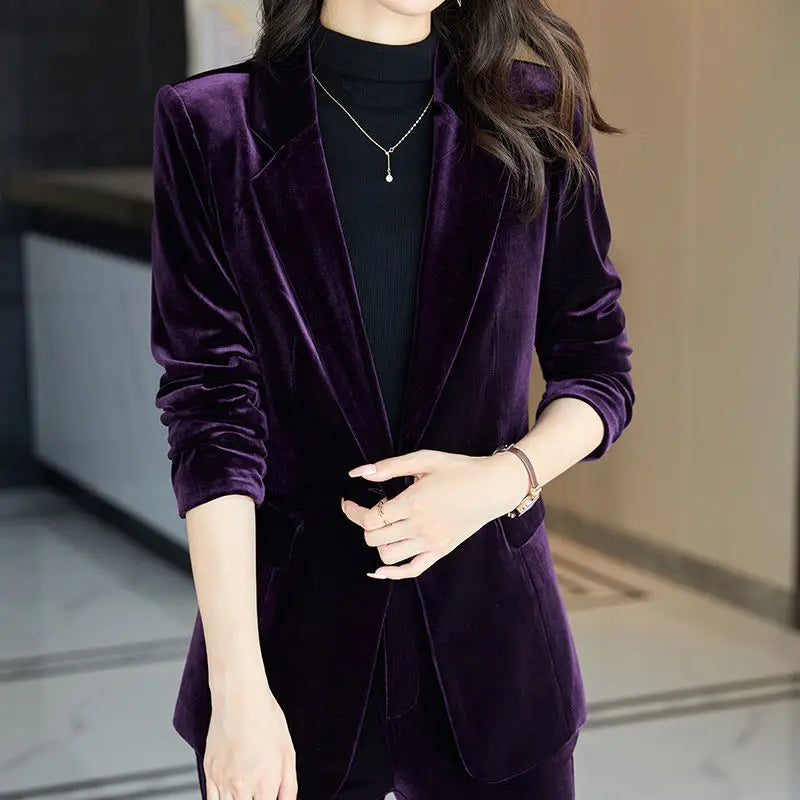 Purple Velvet Two-Piece Suit
