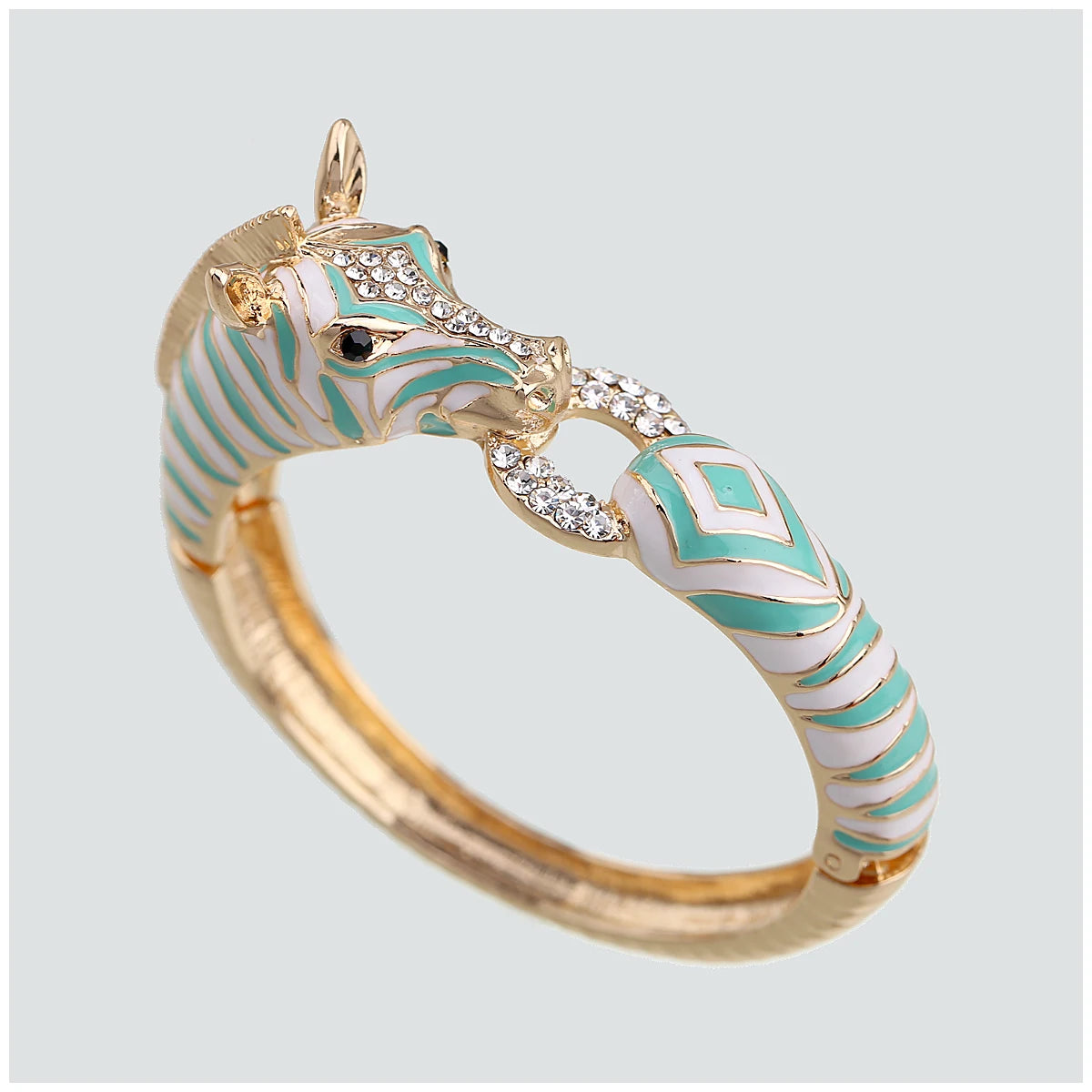 Gold Plated Crystal Zebra Style Cuff Bracelet for Women