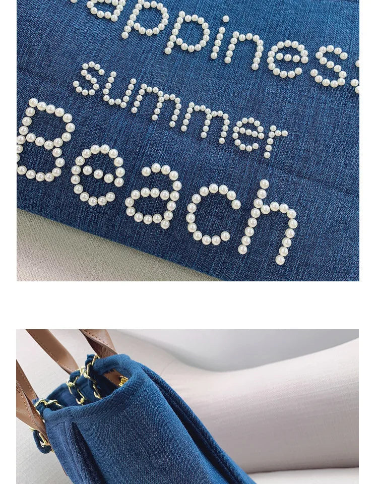 New Women Tote Bag Fashion Canvas Large Handbag Chains Genuine Leather Shoulder Bags Ladies Big Messenger Bag Shopping Bag