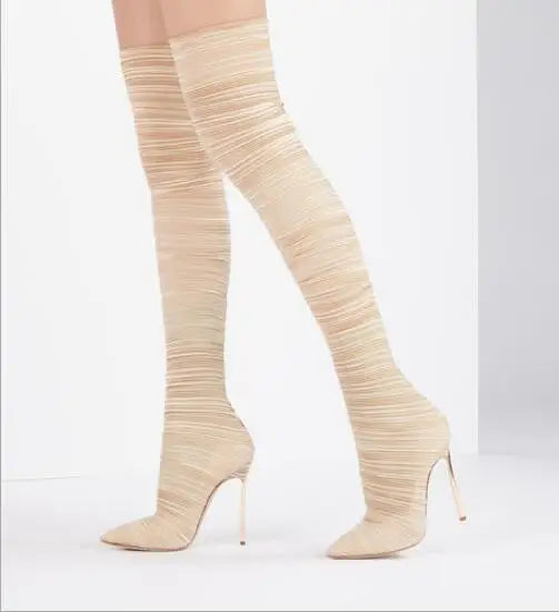 Spiral Pattern Stiletto Over The Knee Boots for Women