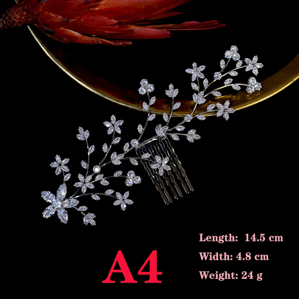 Sparkling Crystal Zirconia Bridal Tiara Hair Comb for Women