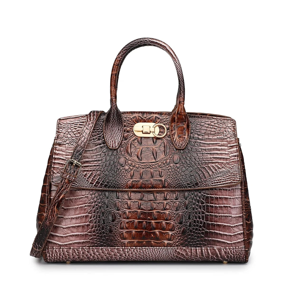 Crocodile Pattern Handbag & Purses Set, Multi-functional Vintage Top Handle Crossbody Bag & Business Clutch Bag & Card Coi