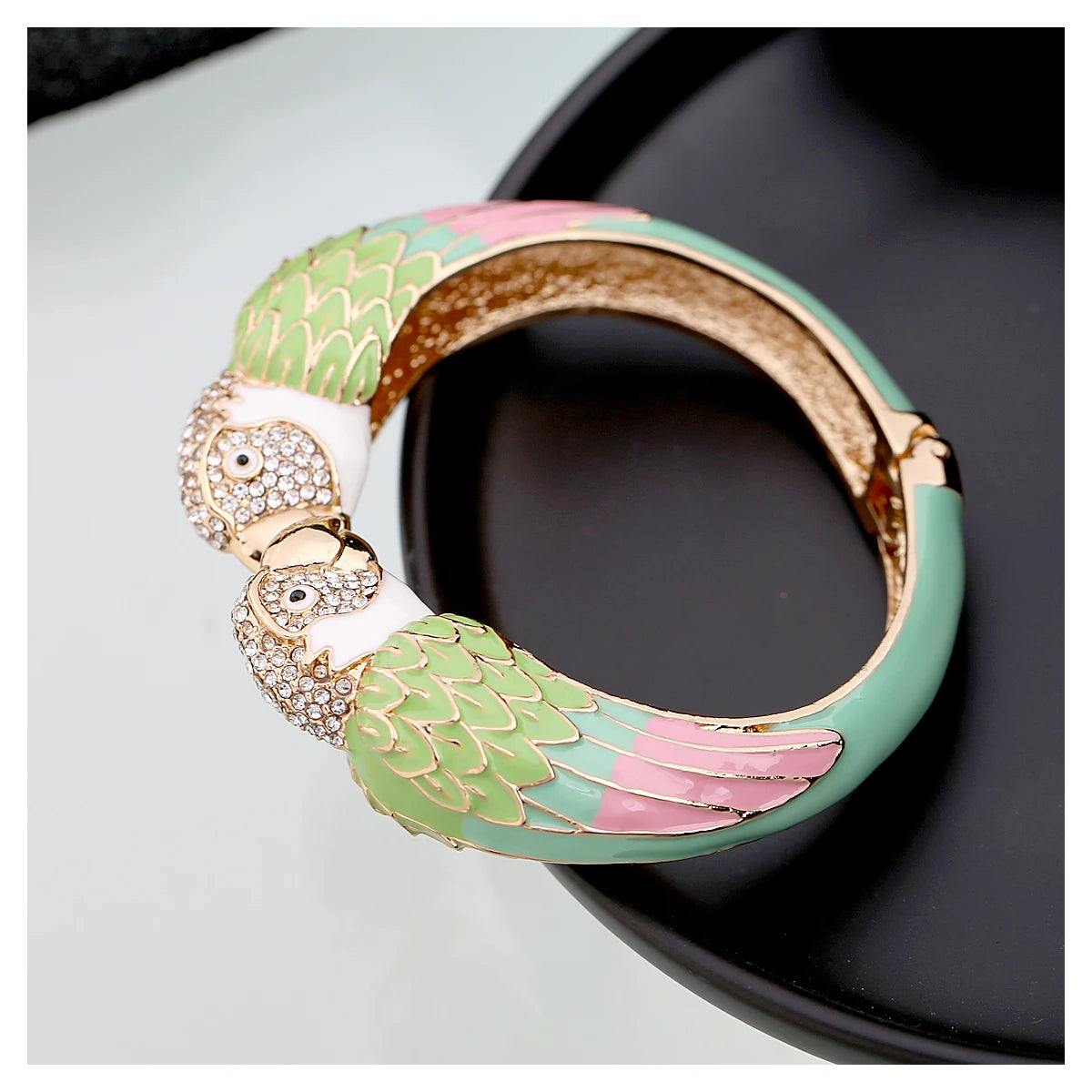 Statement Double Macaw Enamel Cuff Bracelet for Women