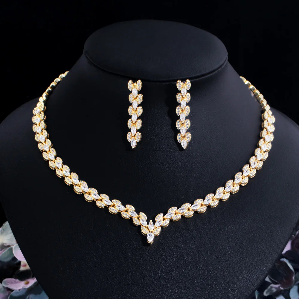 Marquise Leaf Cubic Zirconia Jewelry Set