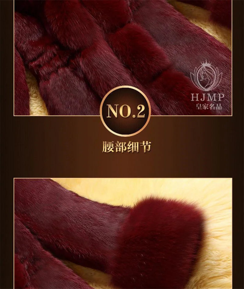 Vintage 2024 New Autumn Winter Female Mid-Long Fleece Overcoat Faux Fur Fox Fur Collar Mink Fur Coat Thicken Elegant 408