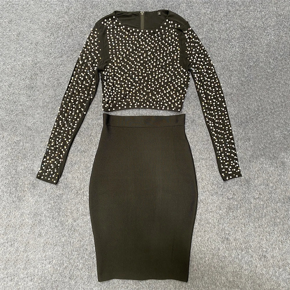 Beaded Pearl Top Two Piece Set