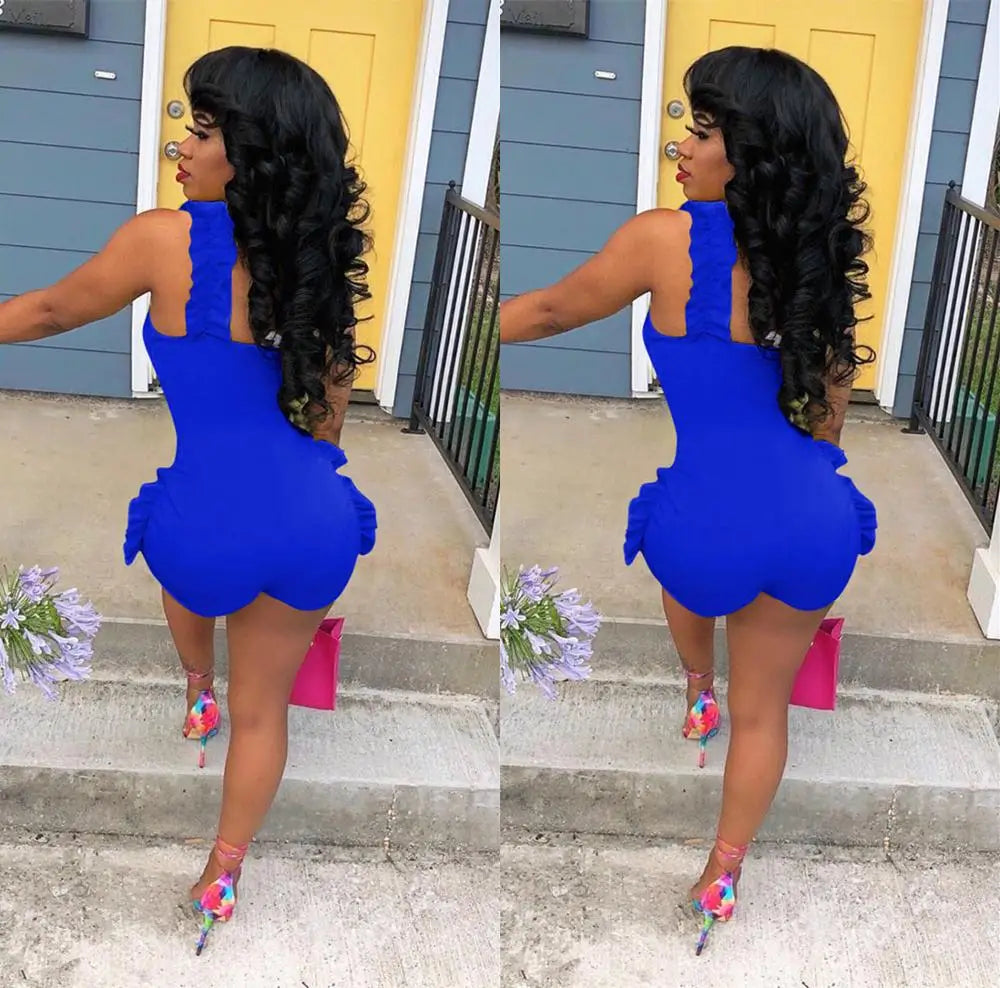 Ruffle Bow Crop Top and High Waist Shorts Set for Women