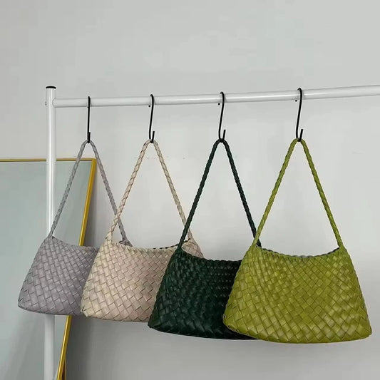 2025 Summer  Luxury Woven Shoulder Bags for Ladies Fashion Handmade Woven Casual Braided Tote Hand Bag with Drawstring Purse