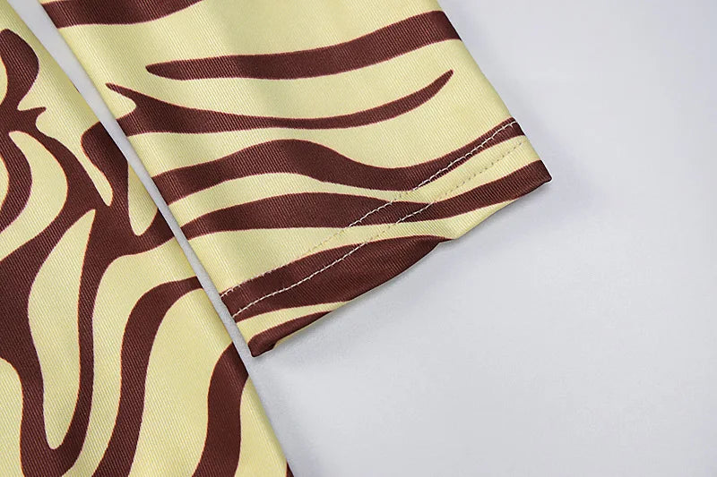 Zebra Print Hollow Out Bodycon Midi Dress for Women