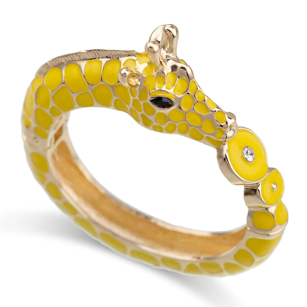 Gold Plated Zebra Enamel Statement Cuff Bracelet for Women