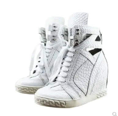 Casual Patchwork Buckle Strap Hollow Out Wedge Ankle Boots for Women