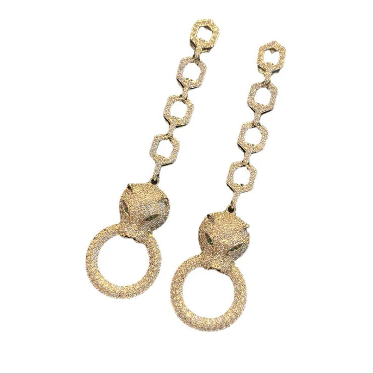 Leopard Zircon Earrings Necklace And Bracelet Set for Women