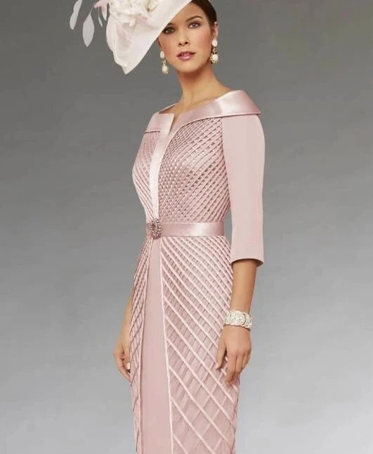 Pearl Knee Length Sheath Mother Of The Bride Dress for Women