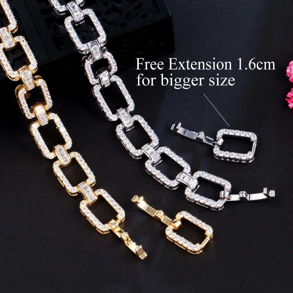 Gold Cubic Zirconia Cuban Link Bracelet