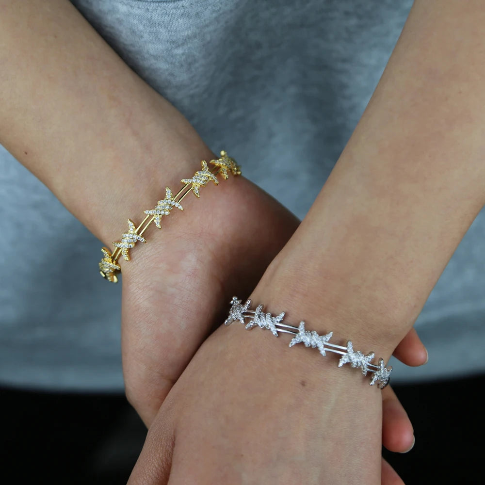 Twisted Rattan Style CZ Bangle Bracelet