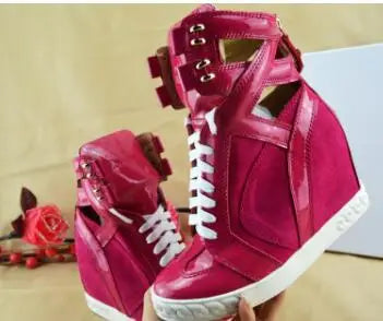Casual Patchwork Buckle Strap Hollow Out Wedge Ankle Boots for Women