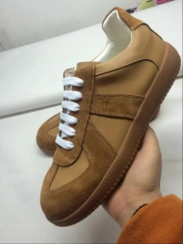Elegant High Quality Red Leather Lace Up Low Top Running Shoes For Men