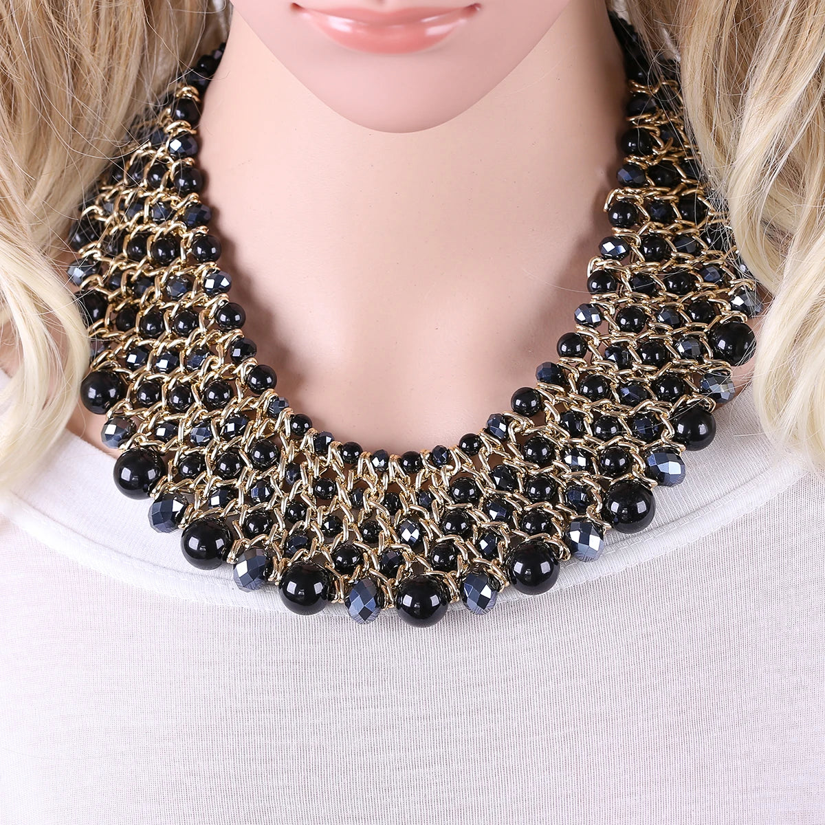 Bohemian Crystal Beaded Statement Necklace for Women