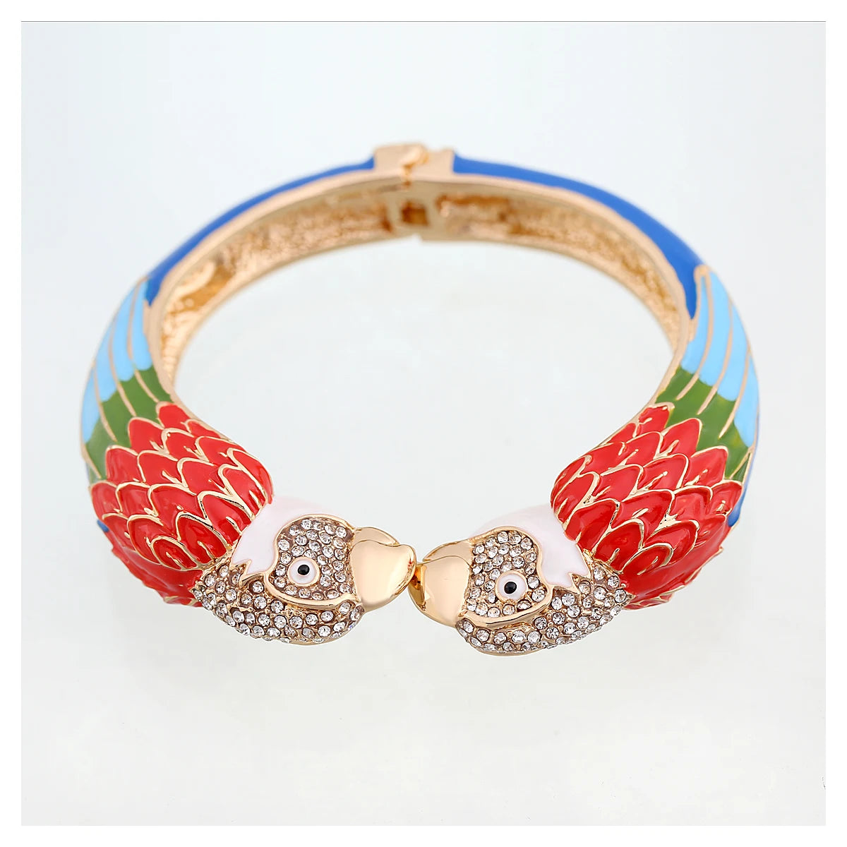 Statement Double Macaw Enamel Cuff Bracelet for Women