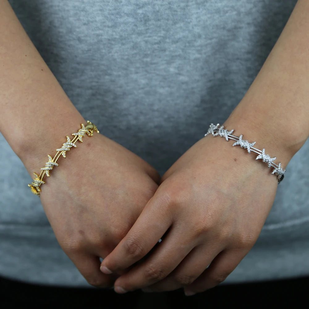 Twisted Rattan Style CZ Bangle Bracelet