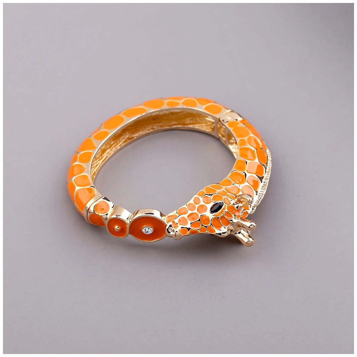 Gold Plated Zebra Enamel Statement Cuff Bracelet for Women