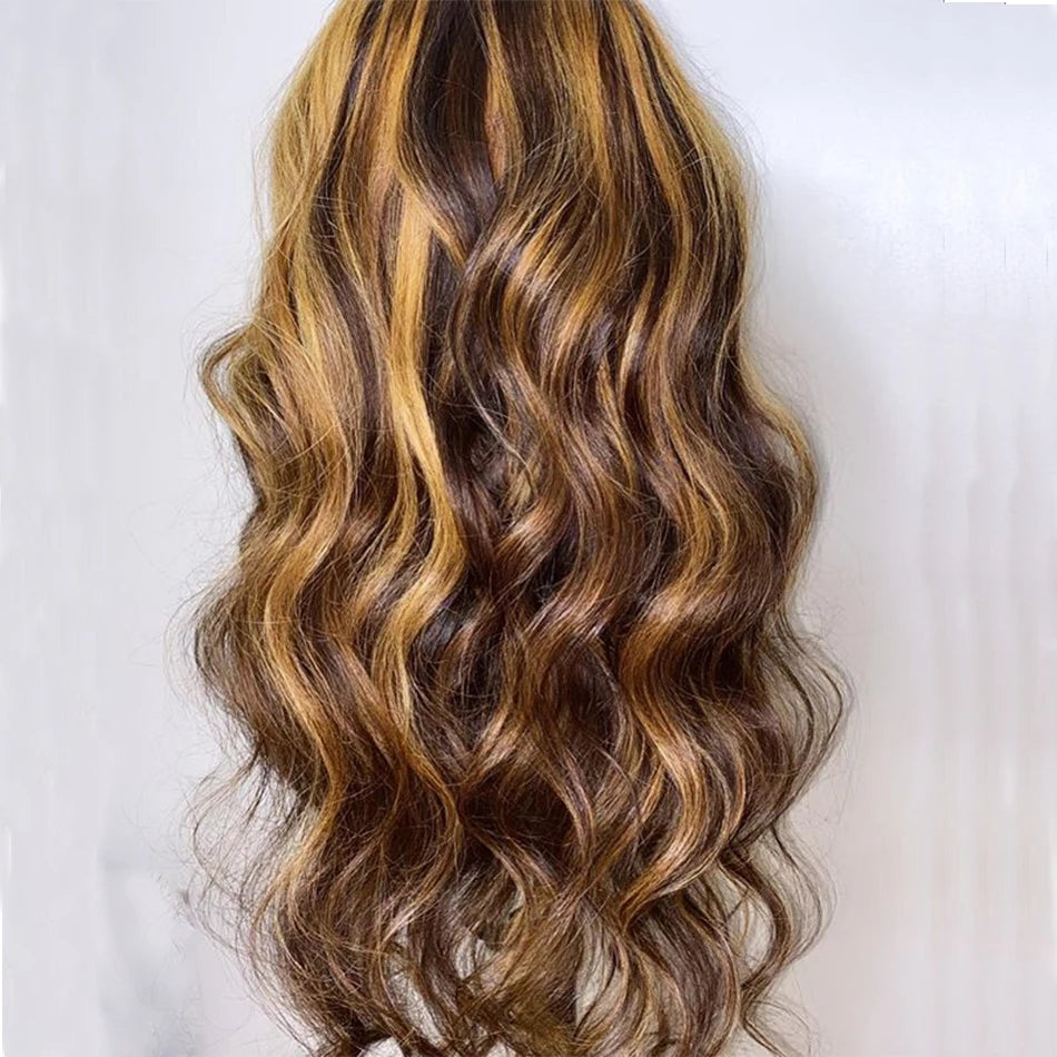 Natural Ombre Highlight V Part Human Hair Wig for Women