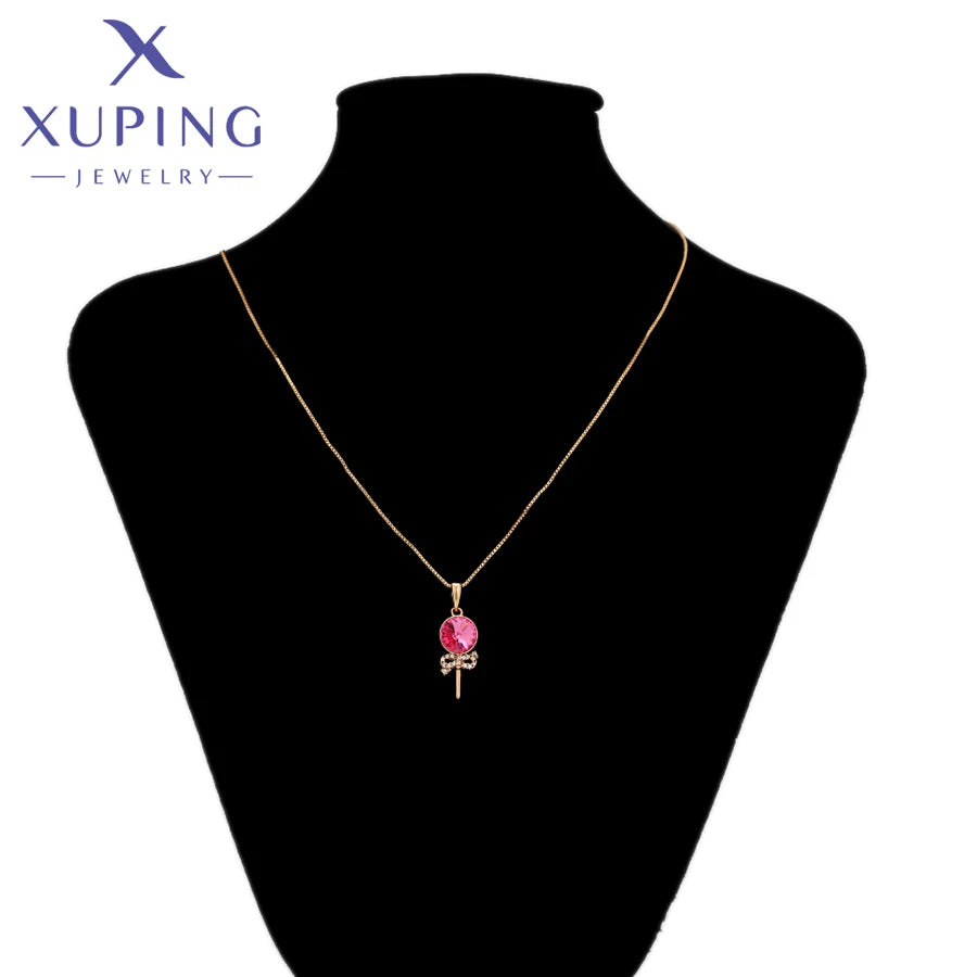 Gold Tone Crystal Pendant Necklace