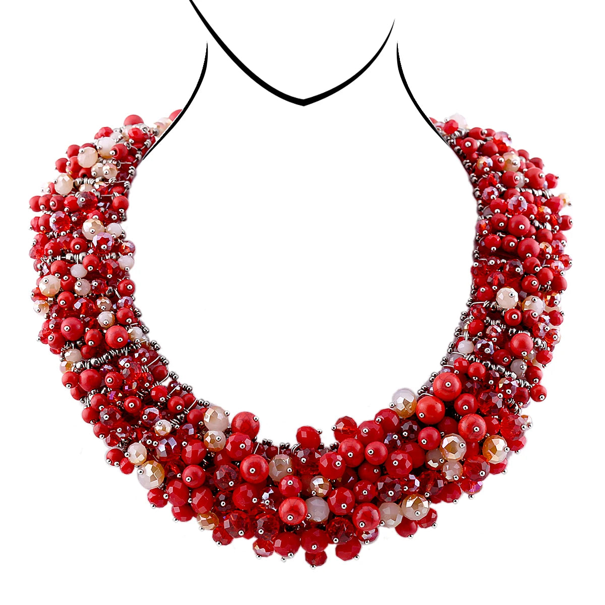 Double Layer Turquoise Bead Statement Necklace for Women